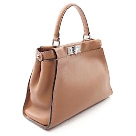 Fendi-Fendi Peekaboo Leather Handbag-Brown