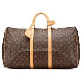 Louis Vuitton-Louis Vuitton Monogram Keepall 55 Boston Bag M41424-Brown