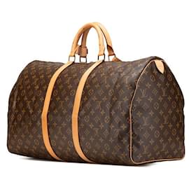 Louis Vuitton-Louis Vuitton Monogram Keepall 55 Boston Bag M41424-Brown