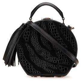 Yves Saint Laurent Saint Laurent 2-Wege Tasche aus Leder mit Krokodilprägung Schwarz