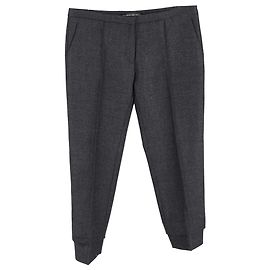 Balenciaga Mid-Waist Cropped Jogger Pants in Grey Wool Grey
