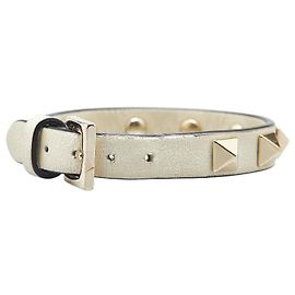 Valentino Garavani Pulseira de couro Rockstud Valentino Branco