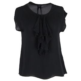 Joseph Ruffle Detail Bluse aus schwarzer Seide Schwarz