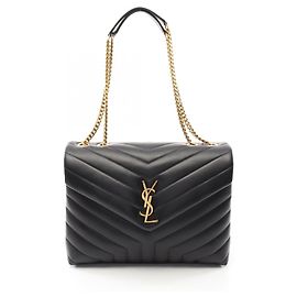 Yves Saint Laurent Saint Laurent Loulou Leather Tote Bag Black
