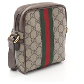 Gucci-Gucci GG Supreme PVC Coated Canvas Ophidia Shoulder Bag 598127-Brown,Beige