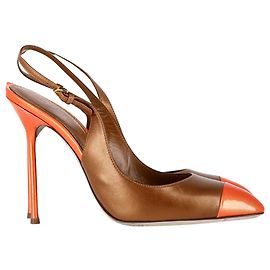 Pumps Slingback Sergio Rossi in pelle bronzo Metallico Bronzo