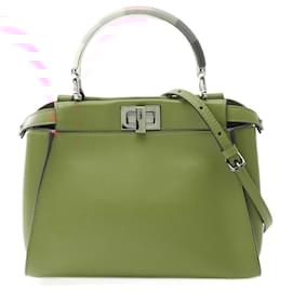 Fendi-Fendi Mini Peekaboo Iconic Leather Handbag-Red