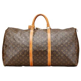 Louis Vuitton-Louis Vuitton Monogram Canvas Keepall 60 Boston Bag Brown M41422-Brown