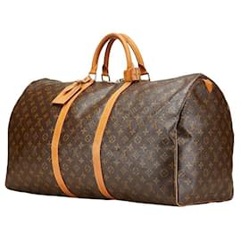 Louis Vuitton-Louis Vuitton Monogram Canvas Keepall 60 Boston Bag Brown M41422-Brown