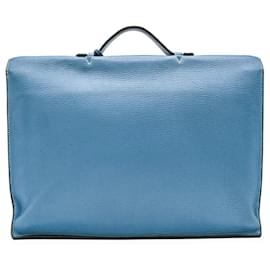 Hermès-Hermes Leather Sac a Depeche 40 Briefcase-Blue
