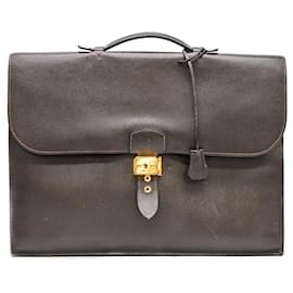 Hermès-Hermes Sac a Depeche 38 Leather Briefcase-Brown