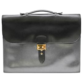 Hermès-Hermes Sac a Depeche 38 Briefcase Leather-Black