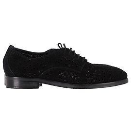 Alaïa Laser Cut Oxford in Brown Suede Brown