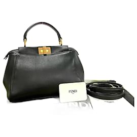 Fendi-Fendi Peekaboo Leather 2way Bag-Black