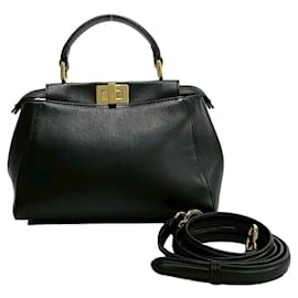 Fendi-Fendi Peekaboo Leather 2way Bag-Black