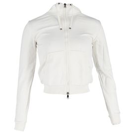 Sudadera corta con cremallera Moncler en algodón blanco Blanco Crudo