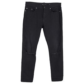 Saint Laurent Knee Ripped Jeans in Black Denim Black