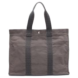 Hermès-Hermes Canvas Herline GM Tote Bag-Grey
