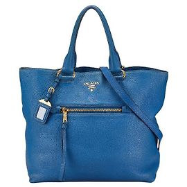 Bolso de cuero Prada 2WAY azul Azul