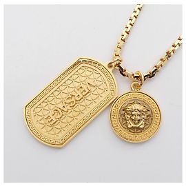 Collier Plaque Méduse Versace Doré Métallisé