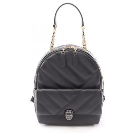 Bulgari Mochila de couro de bezerro Bvlgari Serpenti Cabochon Preto