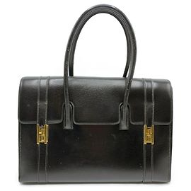 Hermès Hermes Drag 30 Box Calf Leather Handbag Black Black