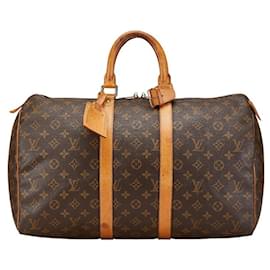 Louis Vuitton-Louis Vuitton Monogram Keepall 45 Travel Bag Brown M41428-Metallic,Bronze