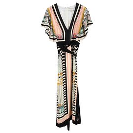 Robe midi V-neck Obélisque en viscose multicolore de Temperley London Multicolore