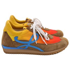 Baskets rétro Loewe Flow Colorblock en daim marron Marron