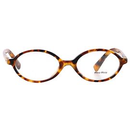 Miu Miu Oval-Frame Tortoiseshell Glasses in Brown Acetate Other