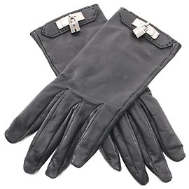 Hermès Kelly Handschuhe aus Lammleder Schwarz
