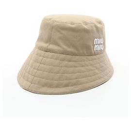 Chapéu de algodão Miu Miu 5HC341 Marrom Bege