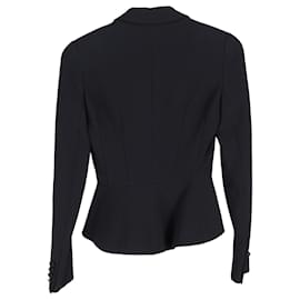 Alexander Mcqueen-Alexander McQueen Peplum Blazer in Black Polyester-Black