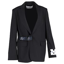 Off White Blazer de lana negra con cierre de correa Off-White Negro