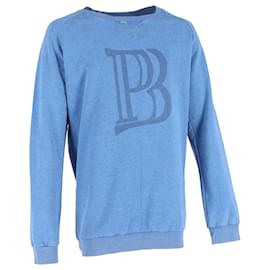 Blauer Baumwollpullover mit Balmain-Logo-Druck Blau Hellblau