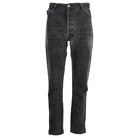 Re/Done x Levi's High-Rise Distressed Jeans in Black Cotton Black