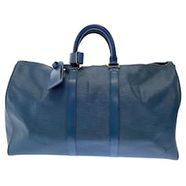 Louis Vuitton-Louis Vuitton Epi Keepall 45 Boston Bag M42975-Blue