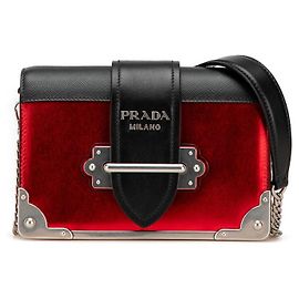Prada Leather Cahier Shoulder Bag 1BD045 Red
