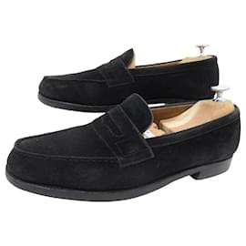 JM Weston-VINTAGE SHOES JM WESTON LOAFERS 180 SUEDE 6.5C 40.5 41 LOAFERS SHOES-Black