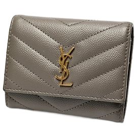 Estuche para llaves Cassandra de Saint Laurent en cuero gris Castaño