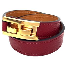 Hermès Hermes rotes Messing Charm-Armband Rot