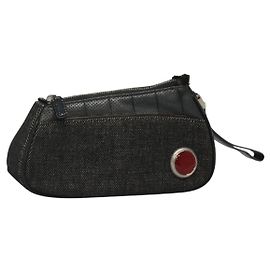 Christian Dior Accessory Pouch Canvas Black Silver Auth 124775 Black Silvery