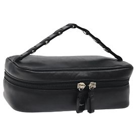 Pochette Vanity in pelle nera e argento Salvatore Ferragamo Auth 125183 Nero Argento