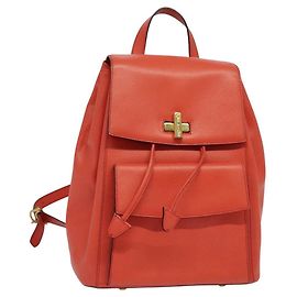 Céline CELINE Backpack Leather Orange Gold Auth BD2079 Golden Orange