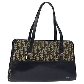 Christian Dior Trotter Canvas Handtasche Marinegold Auth MX415 Golden Marineblau