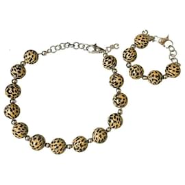 Fabulous DOLCE & GABBANA Schmuckset Halskette und Armband mit Tiermusterperlen Kamel