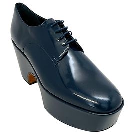 Robert Clergerie Gloss Mineral Patent Leather Platform Oxfords Blue