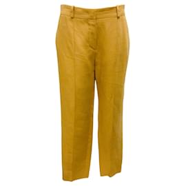 Pantalones de lino tapered en tono bronce de Loro Piana Camello