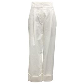 Calças de algodão brancas com punho Brunello Cucinelli Branco