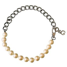 Linda colar de pérolas de aço DOLCE & GABBANA modelo DJ0303 Branco